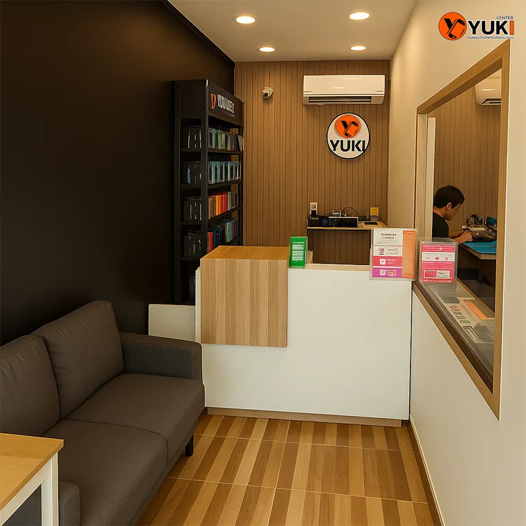 บรรยากาศภายในร้าน Yuki Center ศูนย์ซ่อมมือถือครบวงจร สะอาด ทันสมัย ✅ Title