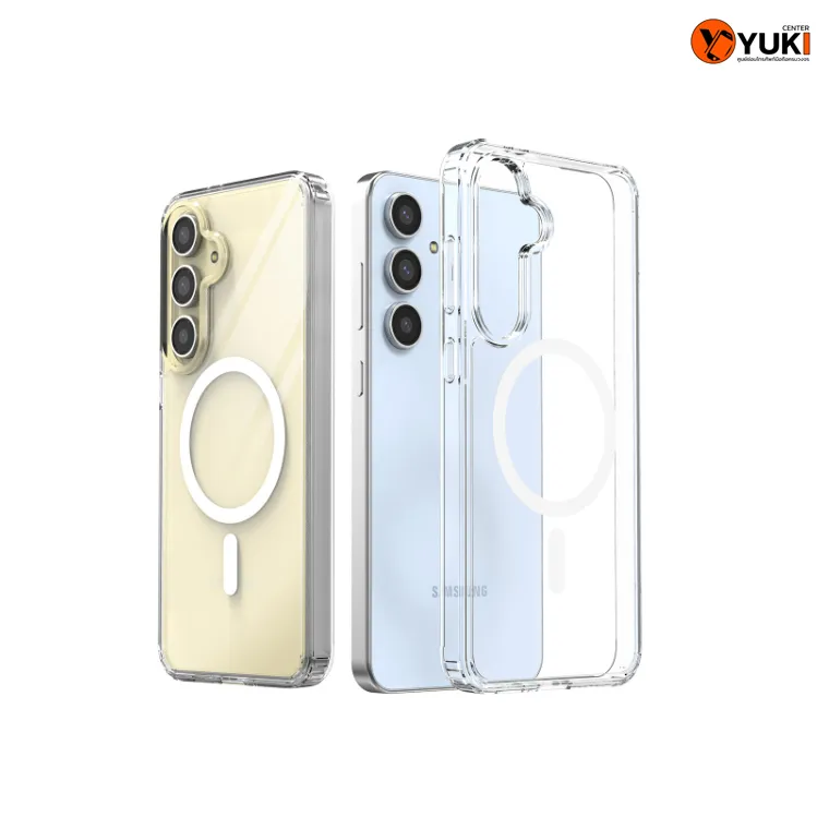 เคสใสแม่เหล็กกันกระแทกสำหรับ Samsung Galaxy รุ่นใหม่ รองรับชาร์จไร้สาย MagSafe ป้องกันรอยขีดข่วนและกันตก