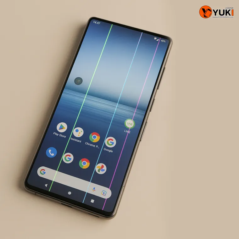 มือถือจอมีเส้นสีเขียว ม่วง และฟ้า หลังจากตกกระแทก หน้าจอแสดงผลผิดปกติ ต้องซ่อมหรือเปลี่ยนจอใหม่ที่ Yuki Cente