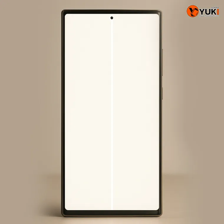 มือถือจอสว่างจ้า มีเส้นสีขาวแนวตั้งกลางจอ อาการมือถือจอมีเส้น แสดงถึงความเสียหายของหน้าจอที่ควรรีบซ่อม