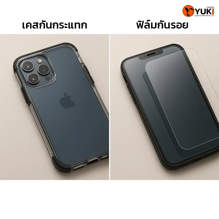 เคสกันกระแทกและฟิล์มกันรอย iPhone อุปกรณ์เสริมป้องกันหน้าจอและตัวเครื่องจากการตกและรอยขีดข่วน