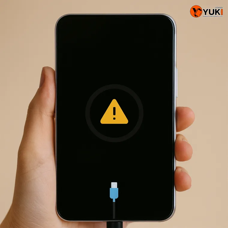 มือถือ Samsung ดับพร้อมไอคอนเตือนแบตเตอรี่และสายชาร์จ สัญญาณแบตเสื่อมหรือชาร์จไม่เข้า