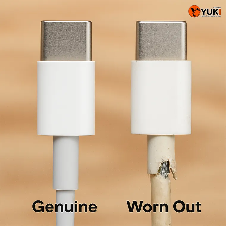 สายชาร์จ iPhone แท้เทียบสายชาร์จเสื่อม สายขาดภายใน ทำให้ไอโฟนชาร์จไม่เข้า