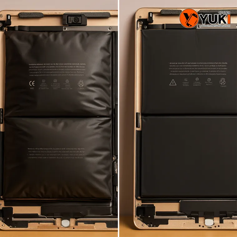 ภาพเปรียบเทียบแบตเตอรี่ iPad บวมกับแบตใหม่ แบตบวมอันตรายต่อเครื่องและควรเปลี่ยนทันที | Yuki Center