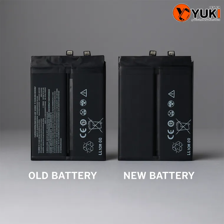 เปรียบเทียบแบตเตอรี่เก่ากับแบตเตอรี่ใหม่ OEM สำหรับมือถือ เปลี่ยนแบตกับ Yuki Center