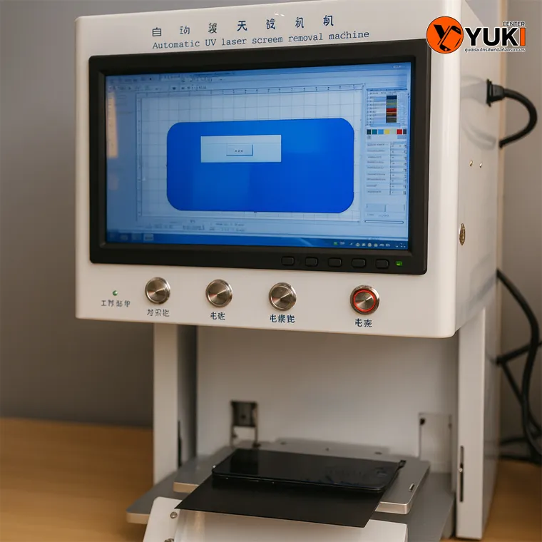 เครื่องเลเซอร์ลอกกระจกหน้าจอมือถือ UV Laser ใช้ซ่อมหน้าจอ iPhone และสมาร์ทโฟน ที่ Yuki Center