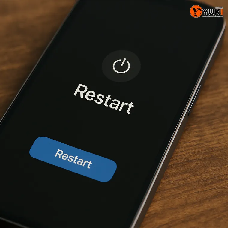 หน้าจอมือถือขึ้นปุ่ม Restart วิธีแก้ปัญหาโทรศัพท์ชาร์จไม่เข้า
