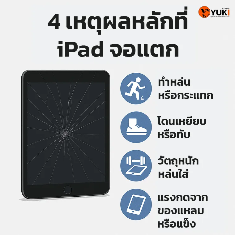 อินโฟกราฟิก 4 เหตุผลหลักที่ทำให้ iPad หน้าจอแตก