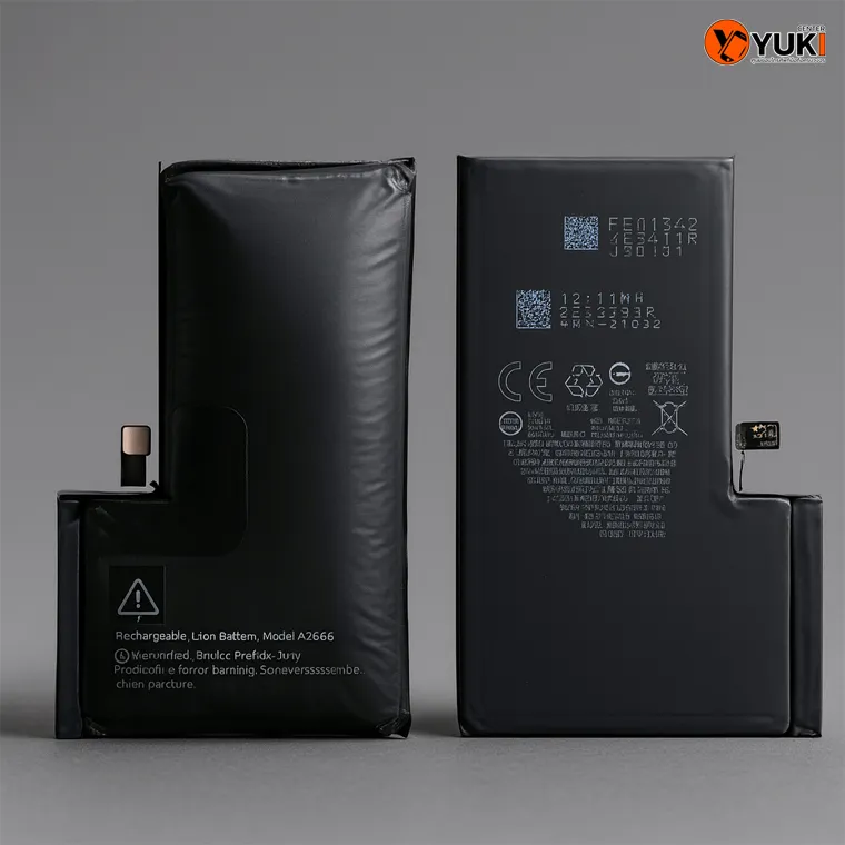 แบตเตอรี่ iPhone ที่บวมเปรียบเทียบกับแบตใหม่ เปลี่ยนแบต iPhone ของแท้ที่ Yuki Center