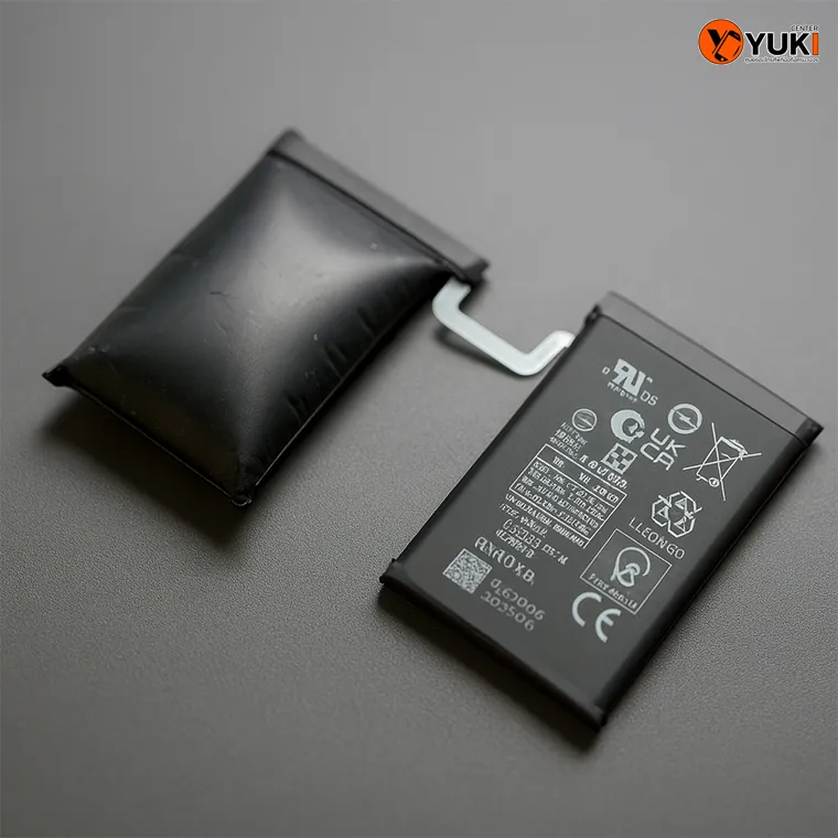 ภาพเปรียบเทียบแบตเตอรี่เสื่อมบวมกับแบตใหม่ แสดงให้เห็นถึงอันตรายจากการใช้แบตเสื่อม