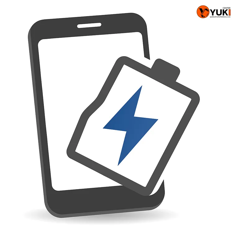 ไอคอนมือถือกับแบตเตอรี่ สื่อถึงอาการแบตเสื่อมและการเปลี่ยนแบตมือถือใหม่