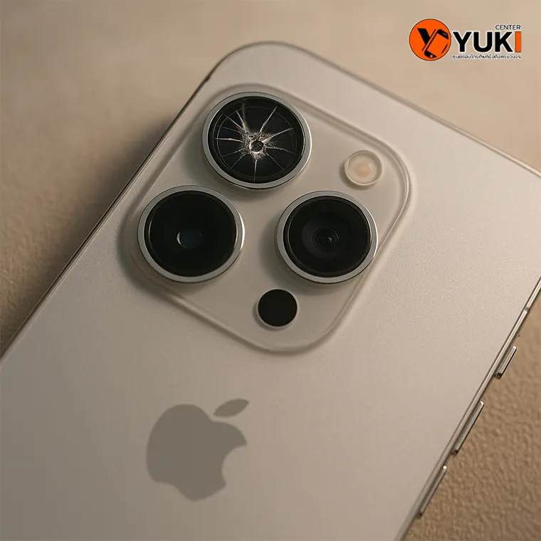 เลนส์กล้อง iPhone แตก ต้องรีบเปลี่ยนก่อนกล้องมัว โดยช่างมืออาชีพ Yuki Center