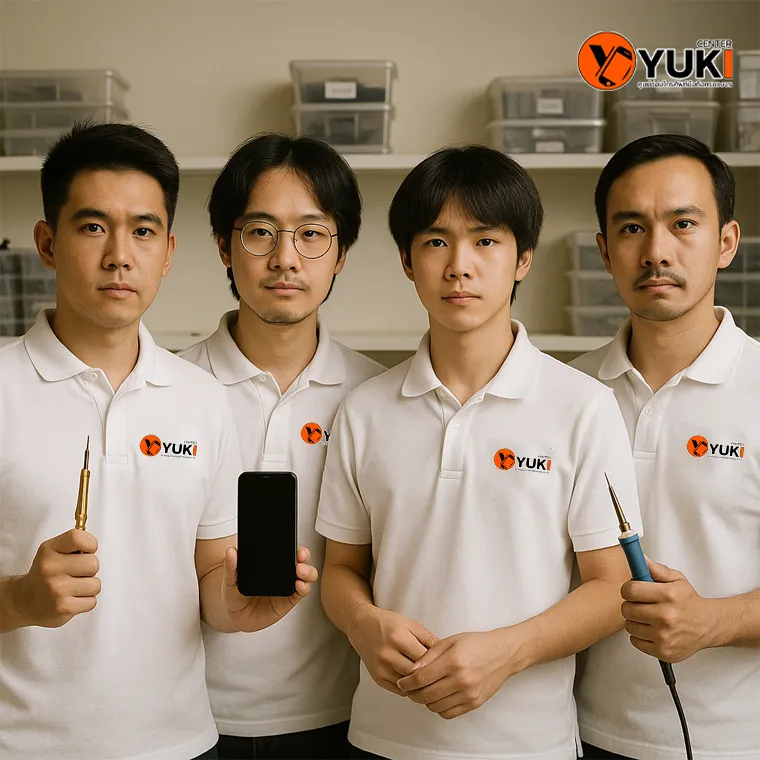 ทีมช่าง Yuki Center ผู้เชี่ยวชาญการซ่อม iPhone และสมาร์ทโฟนทุกยี่ห้อ พร้อมเครื่องมือมาตรฐานโรงงาน