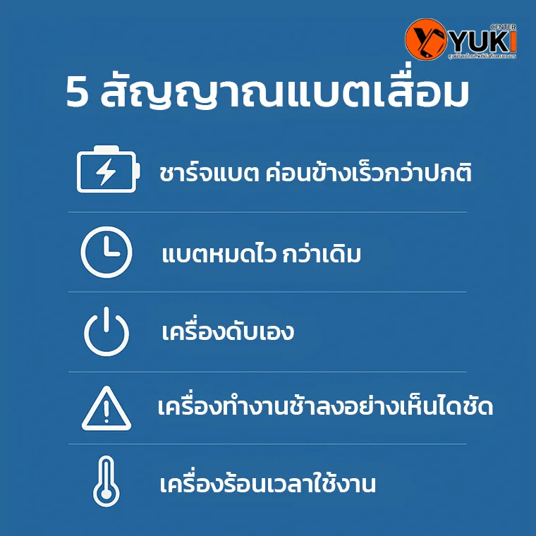 อินโฟกราฟิก 5 สัญญาณแบตเตอรี่ iPhone เสื่อมที่ควรเปลี่ยนทันที