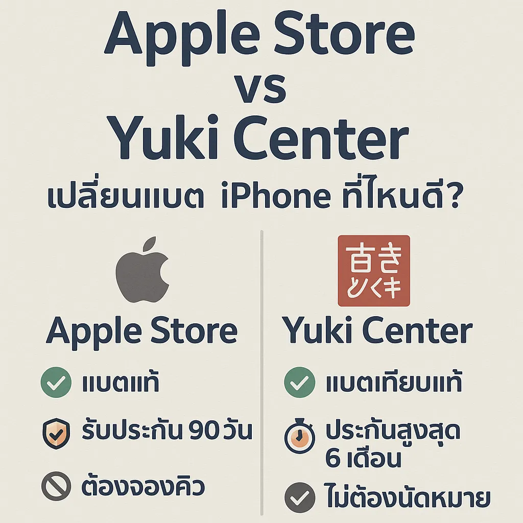Apple Store vs Yuki Center | เปลี่ยนแบต iPhone ที่ไหนดี 2025