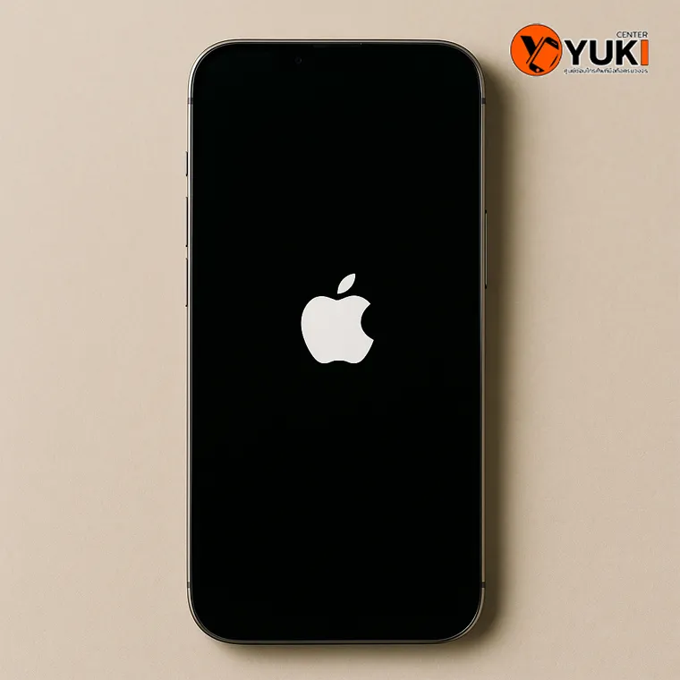 ภาพ iPhone ขึ้นโลโก้ Apple แล้วดับ แสดงอาการแบตเตอรี่จ่ายไฟไม่เสถียร ต้องเปลี่ยนแบตใหม่