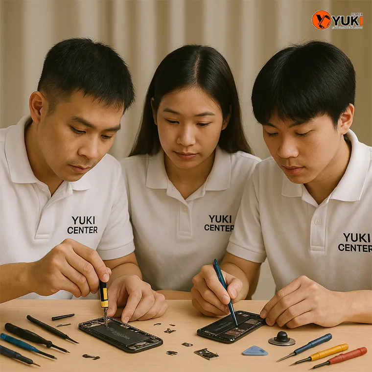 ทีมช่าง Yuki Center ซ่อม Z flip 6 ด้วยเครื่องมือครบชุด