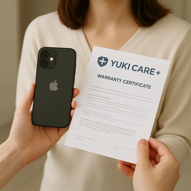 ลูกค้ารับเครื่อง iPhone พร้อมใบรับประกัน Yuki Center จากร้าน Yuki Center