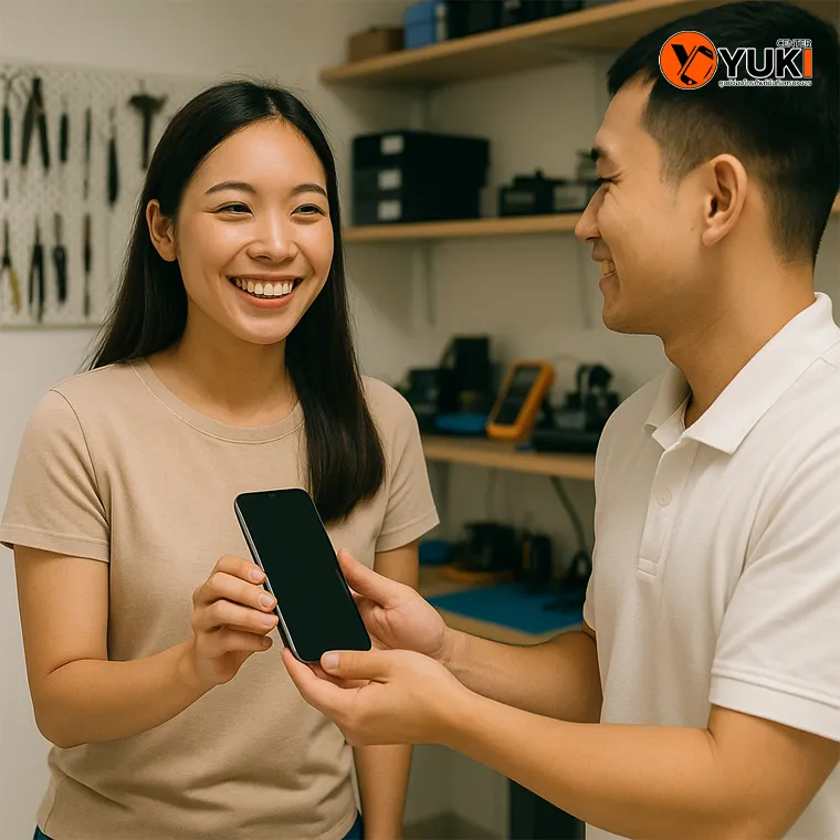 ลูกค้ารับเครื่องหลังซ่อมที่ Yuki Center