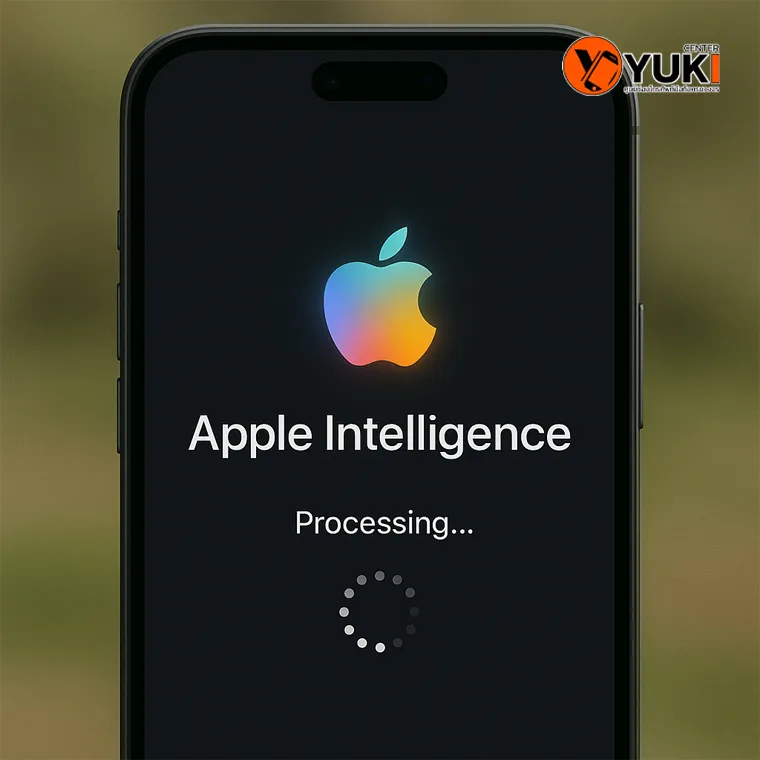“ภาพหน้าจอ iPhone 16 แสดงโลโก้ Apple Intelligence ขณะกำลังประมวลผล พร้อมวงกลมโหลด ใช้ประกอบบทความอัปเดตฟีเจอร์ใหม่ของ Apple”