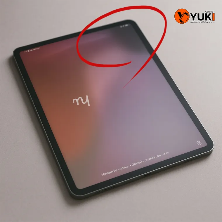 “ภาพหน้าจอ iPad เกิดอาการ Ghosting มีเงาภาพค้างบนจอ ตรวจเช็กอาการเสีย iPad Pro ปี 2025 โดย Yuki Center”
