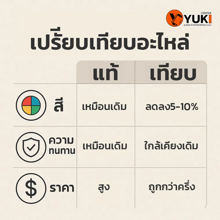 อินโฟกราฟิกเปรียบเทียบอะไหล่แท้กับอะไหล่เทียบของ iPhone