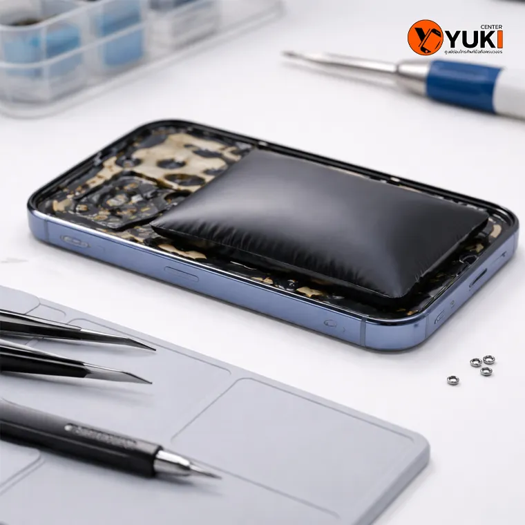 Redmi แบตบวมดันฝาหลัง เปิดเครื่องซ่อมเพื่อเปลี่ยนแบตอย่างปลอดภัย