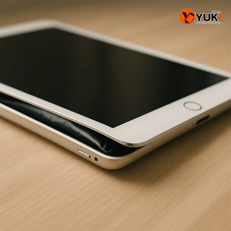 ภาพคลุมโคลสอัพ iPad แบตบวมดันจอ เปิดฝาออกมาเอง เสี่ยงระเบิดและทำให้หน้าจอเสีย ต้องเปลี่ยนแบตเตอรี่