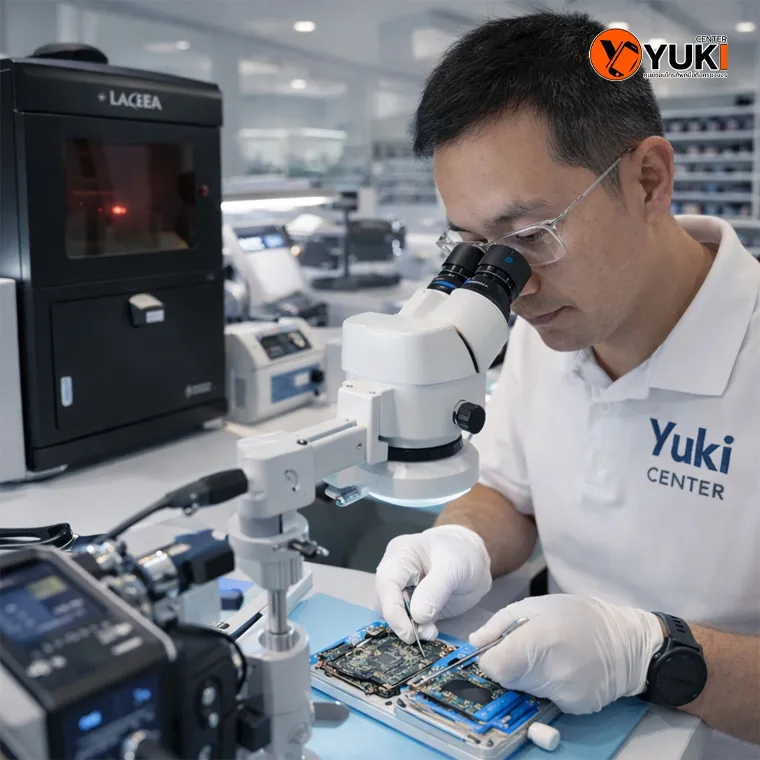 ช่าง Yuki Center ซ่อมเมนบอร์ดมือถือด้วยกล้องไมโครสโคป งานซ่อมมือถือครบวงจรระดับมืออาชีพ