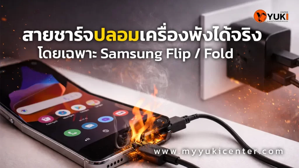 สายชาร์จปลอมทำให้ Samsung Galaxy Flip และ Fold เครื่องพัง เกิดความร้อนและไฟไหม้