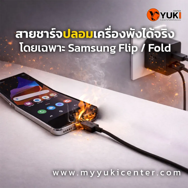 สายชาร์จปลอมทำให้ Samsung Galaxy Flip Z Fold เครื่องพัง เกิดความร้อนและไฟไหม้