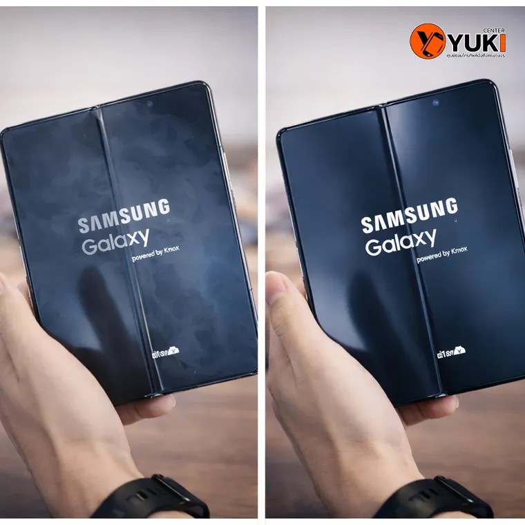 ภาพก่อนและหลังซ่อม Samsung Galaxy Z Fold หน้าจอกลับมาใช้งานปกติ