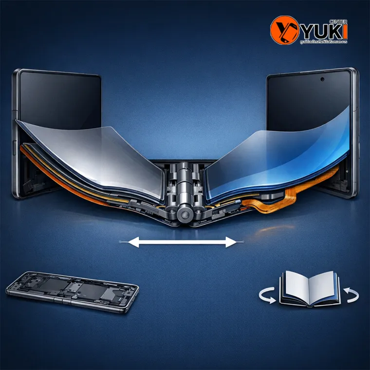 อินโฟกราฟิกโครงสร้างจอพับ Honor Magic V3 แสดงบานพับ สายแพร และแนวพับภายใน