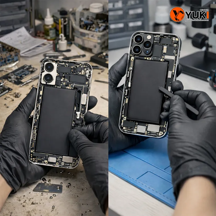 ขั้นตอนเปลี่ยนแบต iPhone ภายในเครื่อง ก่อนและระหว่างซ่อมโดยช่างผู้เชี่ยวชาญ