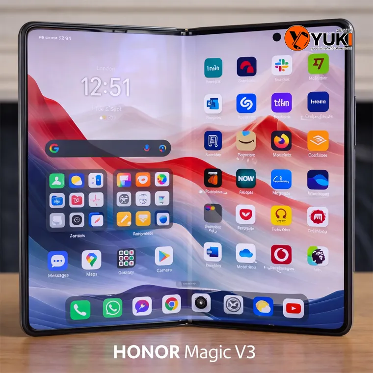 Honor Magic V3 กางจอเต็ม หน้าจอพับด้านใน AMOLED ขนาดใหญ่ แสดงผลสมบูรณ์ ก่อนตรวจเช็กและซ่อมโดย Yuki Center