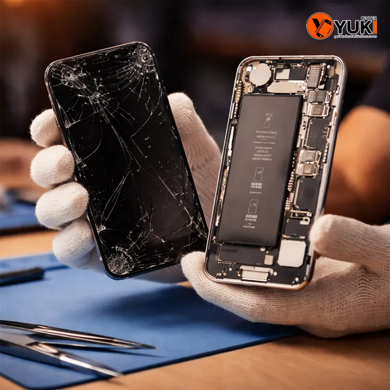 หน้าจอ iPhone แตก กระจกแตก ก่อนเปลี่ยนหน้าจอโดยช่างมืออาชีพ Yuki Center รังสิต