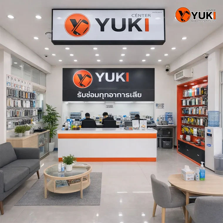 หน้าร้าน Yuki Center ศูนย์ซ่อม iPhone iPad ห้องซ่อมสะอาด ใกล้ฟิวเจอร์พาร์ครังสิต