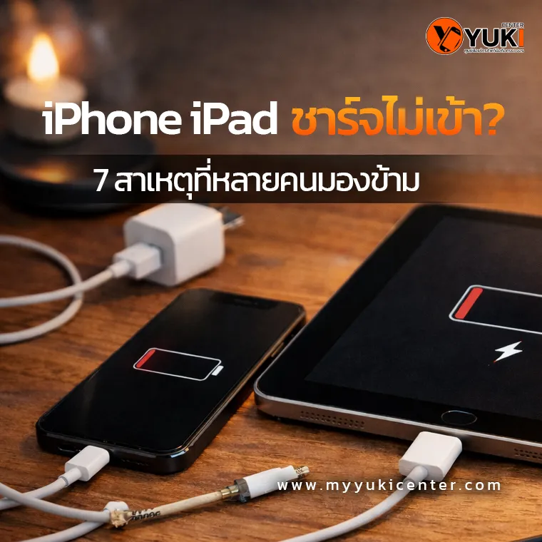 iPhone iPad charging problem แบตเตอรี่ขึ้นสีแดง เสียบสายชาร์จบนโต๊ะไม้ สาเหตุจากสายชาร์จหรือหัวชาร์จไม่ได้มาตรฐาน