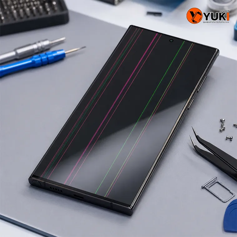 Samsung S22 Ultra จอขึ้นเส้นเขียวและเส้นชมพูบนหน้าจอ