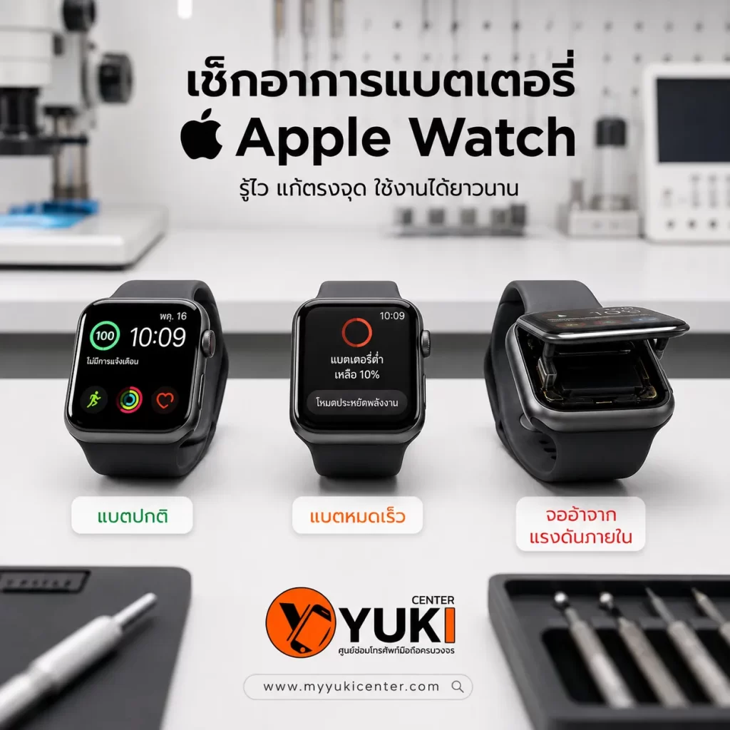 เช็กอาการ Apple Watch แบตเสื่อม แบตหมดเร็ว และจออ้าจากแรงดันภายใน