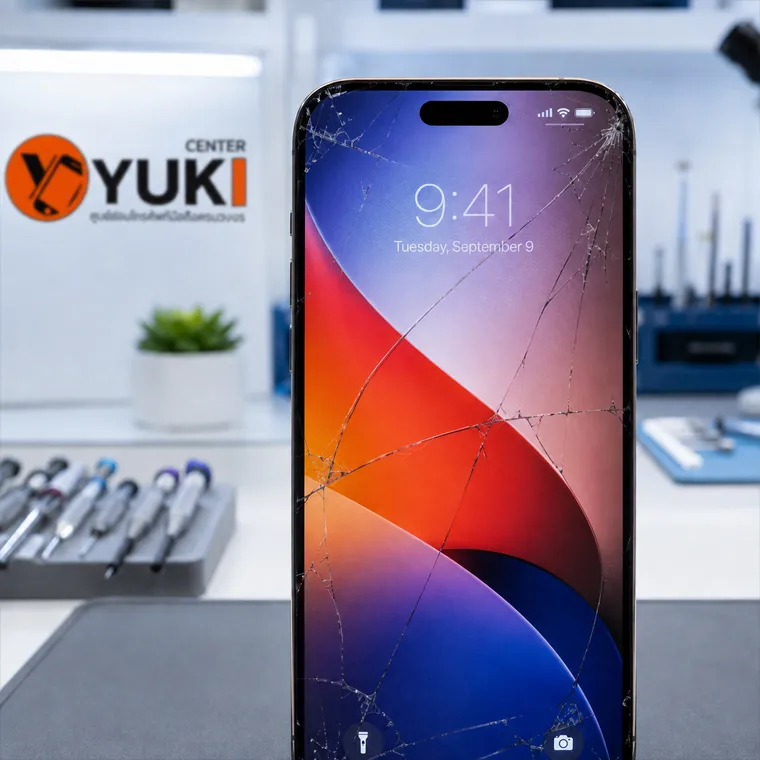สำหรับภาพนี้ควรโฟกัสคำค้นหลักที่ตรงกับภาพมากที่สุดคือ “iPhone 17 Pro หน้าจอแตก” และเชื่อมกับบริการ ลอกกระจก iPhone 17 Pro แบบเป็นธรรมชาติ