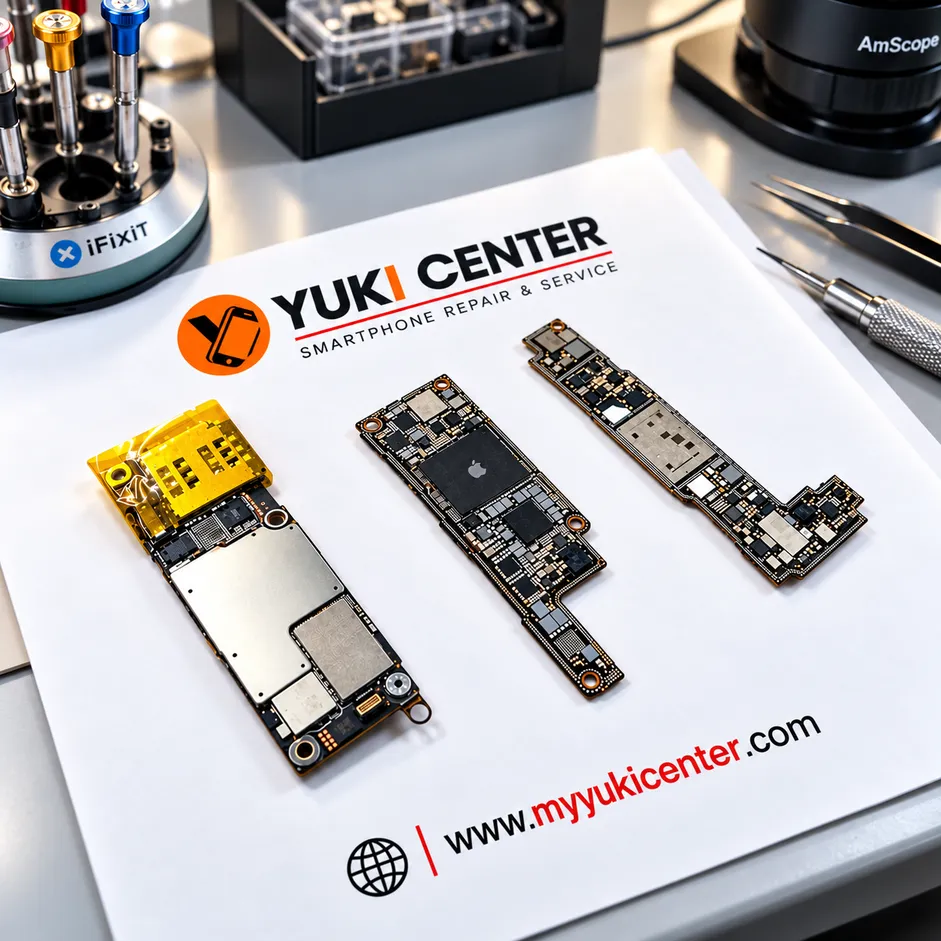 เมนบอร์ด iPhone สำหรับตรวจซ่อมอาการไฟฉายไม่ติดและกล้องหลังมีปัญหา Yuki Center