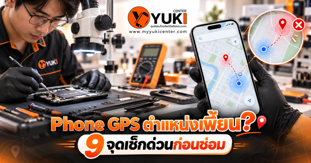 Phone GPS ตำแหน่งเพี้ยน GPS มือถือไม่ตรง ตรวจซ่อมระบบ GPS และเมนบอร์ด Yuki Center