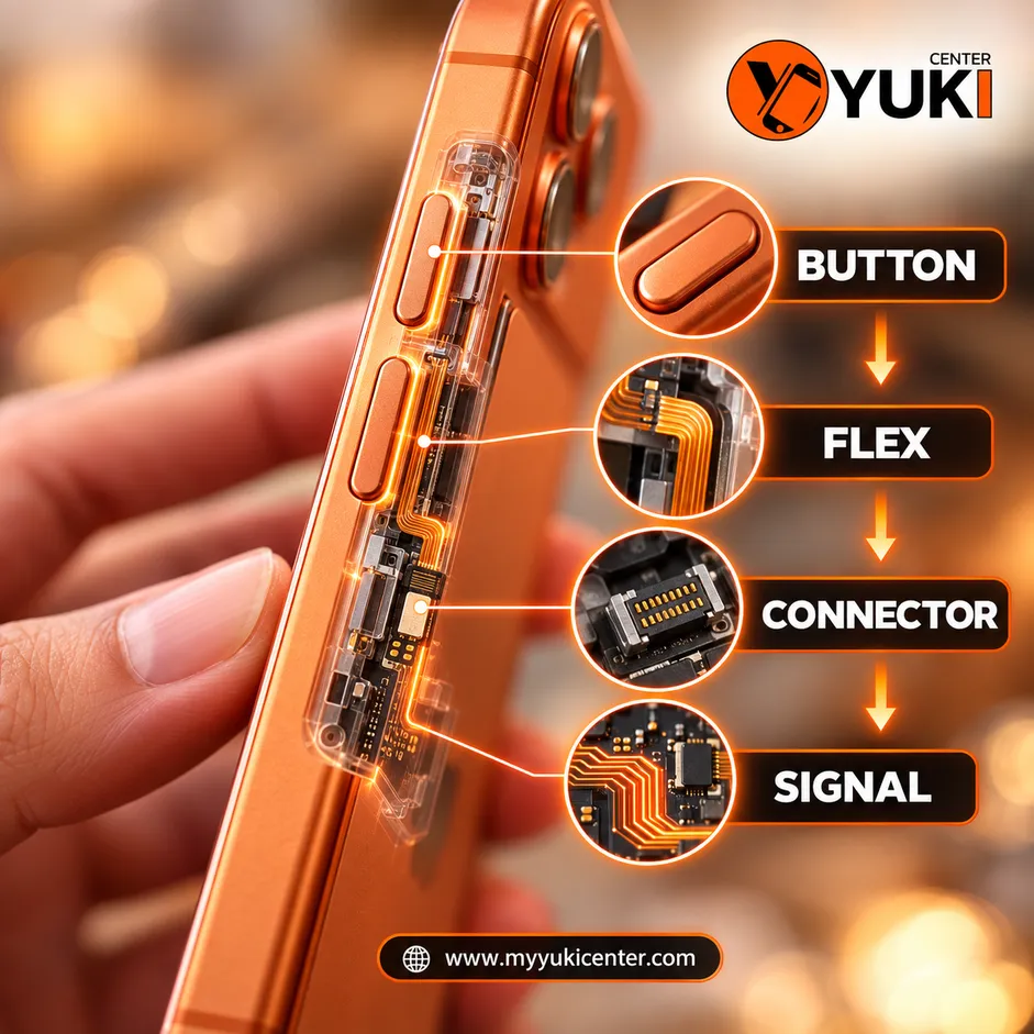 โครงสร้างปุ่มเสียง iPhone สายแพร Connector และ Signal ภายในเครื่อง